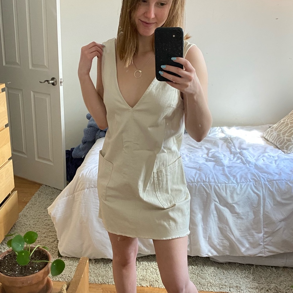 Free People White denim Overall Dress